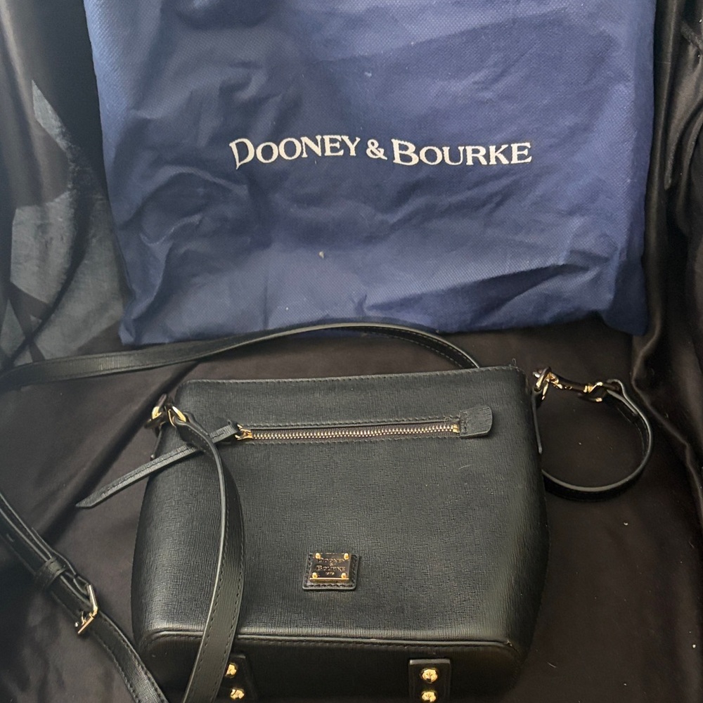 Dooney & Bourke Black Crossbody Bag with Gold Details